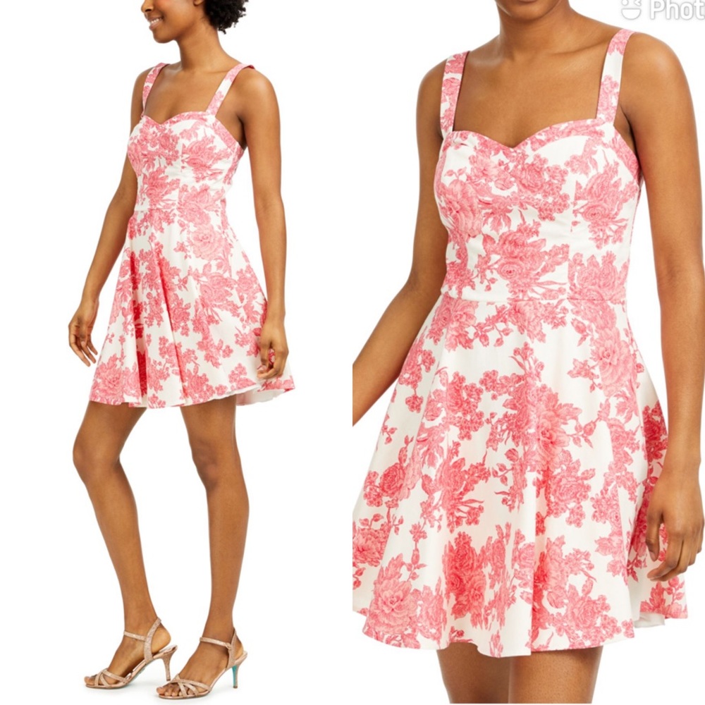 NWT City Studio Linen Blend Toile Print Dress